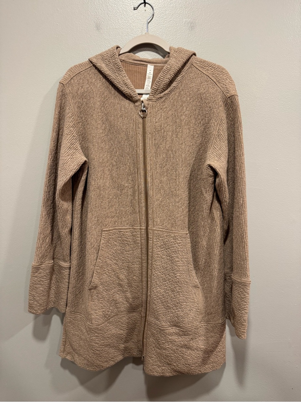 Lululemon Along the Way Full Zip Hoodie in Heathered Soft Sand Size Medium